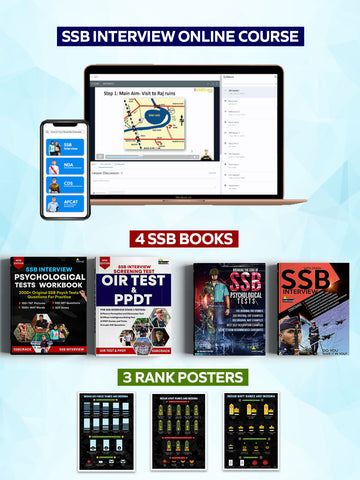 SSB Interview Online Coaching + 4 SSB Books + 3 Rank Posters + 1 Year Access